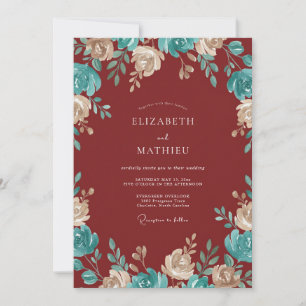 Invitation Mariage Fleur Écarlate