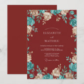 Invitation Mariage Fleur Écarlate (Devant / Derrière)
