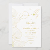 Invitation Mariage Fleur Élégant Blanc et Or (Devant)