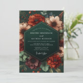 Invitation Mariage Fleur Émeraude Opulente (Debout devant)