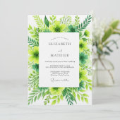 Invitation Mariage Fleur Émeraude Verte (Debout devant)
