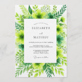 Invitation Mariage Fleur Émeraude Verte (Devant)