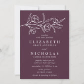 Invitation Mariage Fleur Esquisse Violet (Devant)