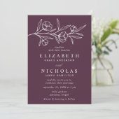 Invitation Mariage Fleur Esquisse Violet (Debout devant)