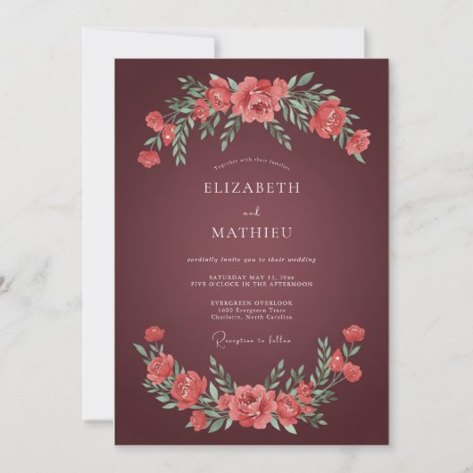 Invitation Mariage Fleur Éternelle Bourdon (Devant)