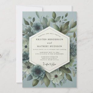 Invitation Mariage Fleur Éthérée Bleu Ardoise