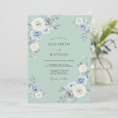 Invitation Mariage Fleur Éthérée Bleu Poudre (Debout devant)