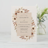 Invitation Mariage Fleur Éthérée Brun (Debout devant)