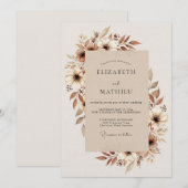Invitation Mariage Fleur Éthérée Brun (Devant / Derrière)