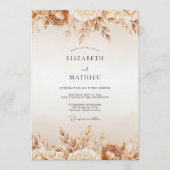 Invitation Mariage Fleur Éthérée Brun (Devant)