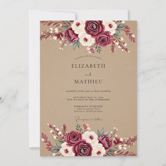 Invitation Mariage Fleur Éthérée de Bourgogne (Devant)