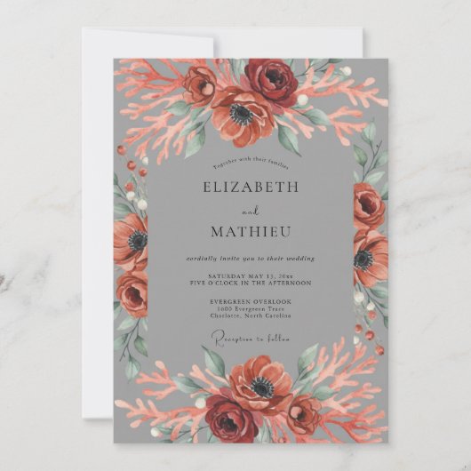 Invitation Mariage Fleur Éthérée de Corail (Devant)