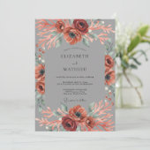 Invitation Mariage Fleur Éthérée de Corail (Debout devant)
