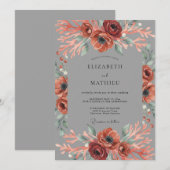 Invitation Mariage Fleur Éthérée de Corail (Devant / Derrière)