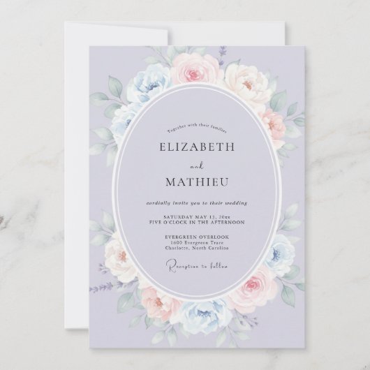 Invitation Mariage Fleur Éthérée de Lavande (Devant)