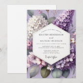 Invitation Mariage Fleur Éthérée de Lavande (Devant / Derrière)