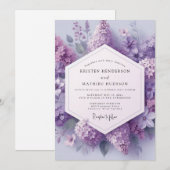 Invitation Mariage Fleur Éthérée de Lilas (Devant / Derrière)