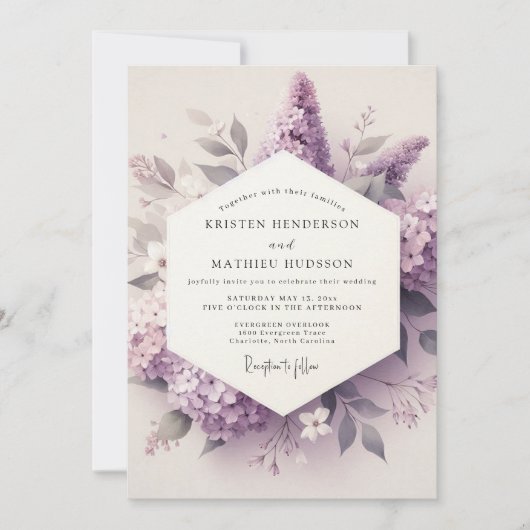 Invitation Mariage Fleur Éthérée de Lilas (Devant)