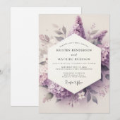 Invitation Mariage Fleur Éthérée de Lilas (Devant / Derrière)