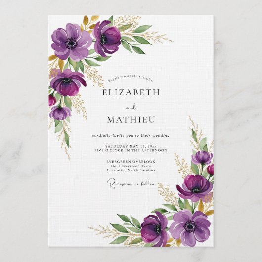 Invitation Mariage Fleur Éthérée de Prune (Devant)