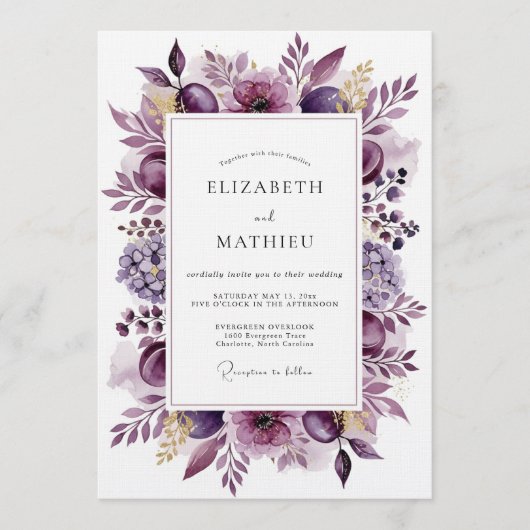 Invitation Mariage Fleur Éthérée de Prune (Devant)