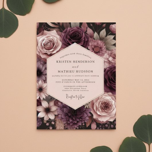 Invitation Mariage Fleur Éthérée de Prune