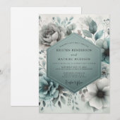 Invitation Mariage Fleur Éthérée de Teal (Devant / Derrière)