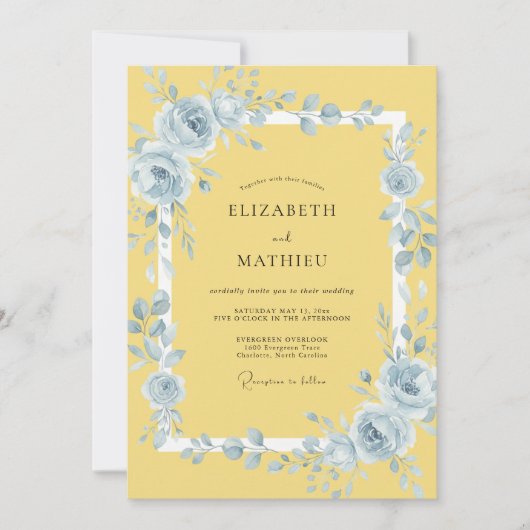 Invitation Mariage Fleur Éthérée Jaune (Devant)