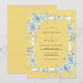 Invitation Mariage Fleur Éthérée Jaune (Devant / Derrière)
