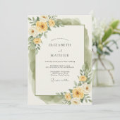 Invitation Mariage Fleur Éthérée Jaune (Debout devant)