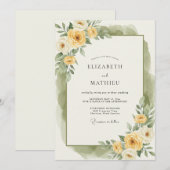 Invitation Mariage Fleur Éthérée Jaune (Devant / Derrière)