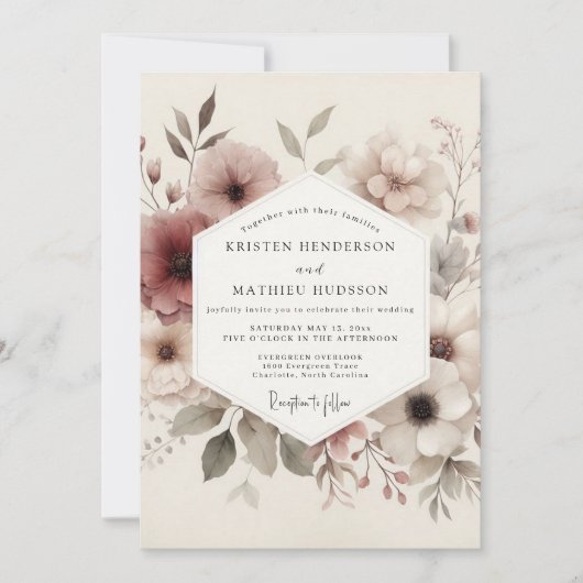 Invitation Mariage Fleur Éthérée Mauve (Devant)