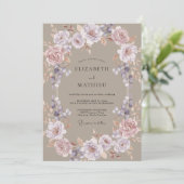 Invitation Mariage Fleur Éthérée Mauve (Debout devant)