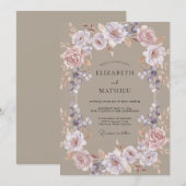 Invitation Mariage Fleur Éthérée Mauve (Devant / Derrière)