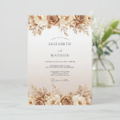 Invitation Mariage Fleur Éthérée Ocre (Debout devant)