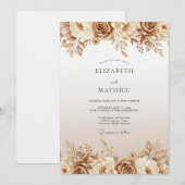 Invitation Mariage Fleur Éthérée Ocre (Devant / Derrière)