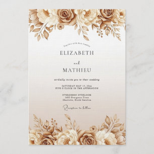Invitation Mariage Fleur Éthérée Ocre