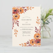 Invitation Mariage Fleur Éthérée Orange (Debout devant)