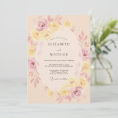 Invitation Mariage Fleur Éthérée Pêche Pâle (Debout devant)
