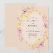 Invitation Mariage Fleur Éthérée Pêche Pâle (Devant / Derrière)