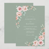 Invitation Mariage Fleur Éthérée pêche pâle (Devant / Derrière)