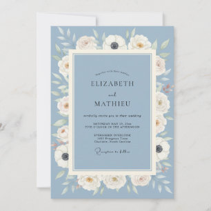 Invitation Mariage Fleur Éthérée Pervenche