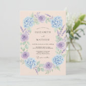 Invitation Mariage Fleur Éthérée Pervenche (Debout devant)