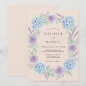 Invitation Mariage Fleur Éthérée Pervenche (Devant / Derrière)