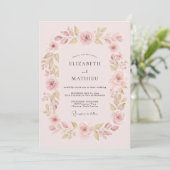 Invitation Mariage Fleur Éthérée Rose Pâle (Debout devant)