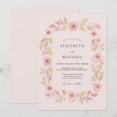 Invitation Mariage Fleur Éthérée Rose Pâle (Devant / Derrière)