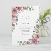 Invitation Mariage Fleur Éthérée Rose Poussiéreuse (Debout devant)