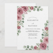 Invitation Mariage Fleur Éthérée Rose Poussiéreuse (Devant / Derrière)