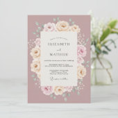 Invitation Mariage Fleur Éthérée Rose Poussiéreuse (Debout devant)