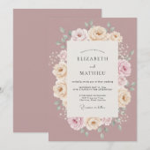 Invitation Mariage Fleur Éthérée Rose Poussiéreuse (Devant / Derrière)